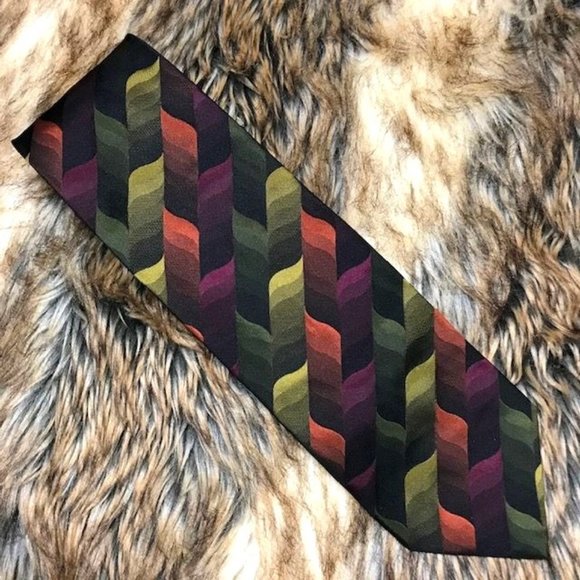 2/$35 Fenzia Euromoda Abstract Jewel Waves 100% Silk Tie Made in Italy - Picture 1 of 8
